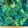 Midas in Shamrock | Northcott | Quilting Fabric | 44" Wide | 100% Cotton | Abstract Marbling | Metallic Gold / Green / Blue / Teal
