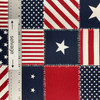 Star Patch in Patriotic | Outdoor Waterproof Upholstery Fabric | Patchwork / American Flag | Red / White / Blue | Berkshire Home Brand | 100% Polyester | 54" Wide | By the Yard