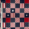 Star Patch in Patriotic | Outdoor Waterproof Upholstery Fabric | Patchwork / American Flag | Red / White / Blue | Berkshire Home Brand | 100% Polyester | 54" Wide | By the Yard