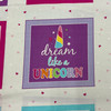 Unicorn Magic Boxes PANEL(23.5x44) in White | Benartex | Quilting Fabric | 44" Wide | 100% Cotton | Unicorns / Words | Pink / Blue / Purple / Yellow / White