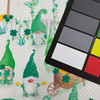 Luck of the Gnomes Lucky Gnome Scenic in White  Green | Benartex | Quilting Fabric | 44" Wide | 100% Cotton | Gnomes / Mushrooms / St. Patrick | Green / White / Yellow