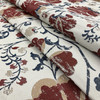1.25 Yard Piece of Farah in Red | Jacobean Floral Red / Blue / Beige | Upholstery Fabric | Regal Fabrics Brand | 54" Wide | By the Yard