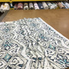 1.62 Yard Piece of Explorer in Atlantic | Abstract in Indigo / Turquoise / Cream  | Richloom Home Decor  / Drapery Fabric | Linen Blend | 54" Wide | By the Yard