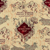 Harry Potter Marauders Map Quilting Cotton Fabric | Cream / Burgundy / Black | 44 Wide | 100% Cotton | By the Yard | Licensed