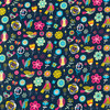 Birds of a Feather Flowers Black Quilting Cotton Fabric | Black / Pink / Blue / Yellow / Mint  | Emma & Mila | 44 Wide | 100% Cotton | By the Yard