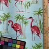 1.25 Yard Piece of Flamingo in Aqua Sky | OUTDOOR Home Decor Fabric | Blue / Green / Pink | Berkshire Home | Medium Weight | 54" Wide | By the Yard