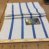 1.33 Yard Piece of Blue and White Stripes | Porter Stripes in Stonewash Denim by BELLA-DURA | Latex Backed | Indoor / Outdoor Fabric | WATER RESISTANT | 54" Wide | BTY