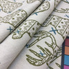 1.5 Yard Piece of Elk in color Treasure | Modern Scandinavian Deer | Green / Blue / Beige | Heavyweight Upholstery / Slipcover Fabric | Jacquard | 54" Wide | By the Yard