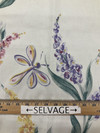 2 Yard Piece of Butterfly Flower Garden | Pink, Purple, Green | Home Decor Fabric | 54 W | BTY