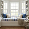 1.25 Yard Piece of Blue and White Stripes | Porter Stripes in Stonewash Denim by BELLA-DURA | Latex Backed | Indoor / Outdoor Fabric | WATER RESISTANT | 54" Wide | BTY