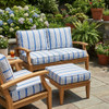 1.25 Yard Piece of Blue and White Stripes | Porter Stripes in Stonewash Denim by BELLA-DURA | Latex Backed | Indoor / Outdoor Fabric | WATER RESISTANT | 54" Wide | BTY