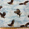 0.87 Yard Piece of Stonehenge Eagle Pass Eagles in Light Blue Multi | Northcott | Quilting Fabric | 44" Wide | 100% Cotton | Birds / Clouds | Blue / White / Brown