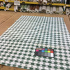 1.37 Yard Piece of Green and White Tavern Check | Felt-Backed Vinyl Tablecloth Fabric | 54" Wide | By the Yard