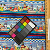 0.66 Yard Piece of Shorelights Stripe in Multi | Benartex | Quilting Fabric | 44" Wide | 100% Cotton | Lighthouses / Coastal | Blue / Red / Yellow / White / Green