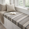 1.5 Yard Piece of Multiple Stripes Grey & Beige  60 Inch Furniture Weight Indoor / Outdoor Acrylic Canvas Upholstery Fabric