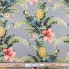 1 Yard Piece of Tropical Floral with Birds in Taupe / Green / Red | OUTDOOR Home Decor Fabric | Upholstery / Cushions | Water Friendly | 54" Wide | By the Yard | Beach Bounty in Tangelo