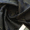 Stylized Leaves with Stripes in Navy Blue and Yellow | Upholstery Fabric | 62 W