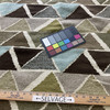 Canron in Spring | Triangle Geometric in Green / Brown / Blue | Upholstery Fabric | Regal Fabrics Brand | 54" Wide | By the Yard