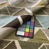 Canron in Spring | Triangle Geometric in Green / Brown / Blue | Upholstery Fabric | Regal Fabrics Brand | 54" Wide | By the Yard