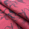 Elk and Crest in Red / Black | Upholstery Fabric | 54" Wide | By the Yard