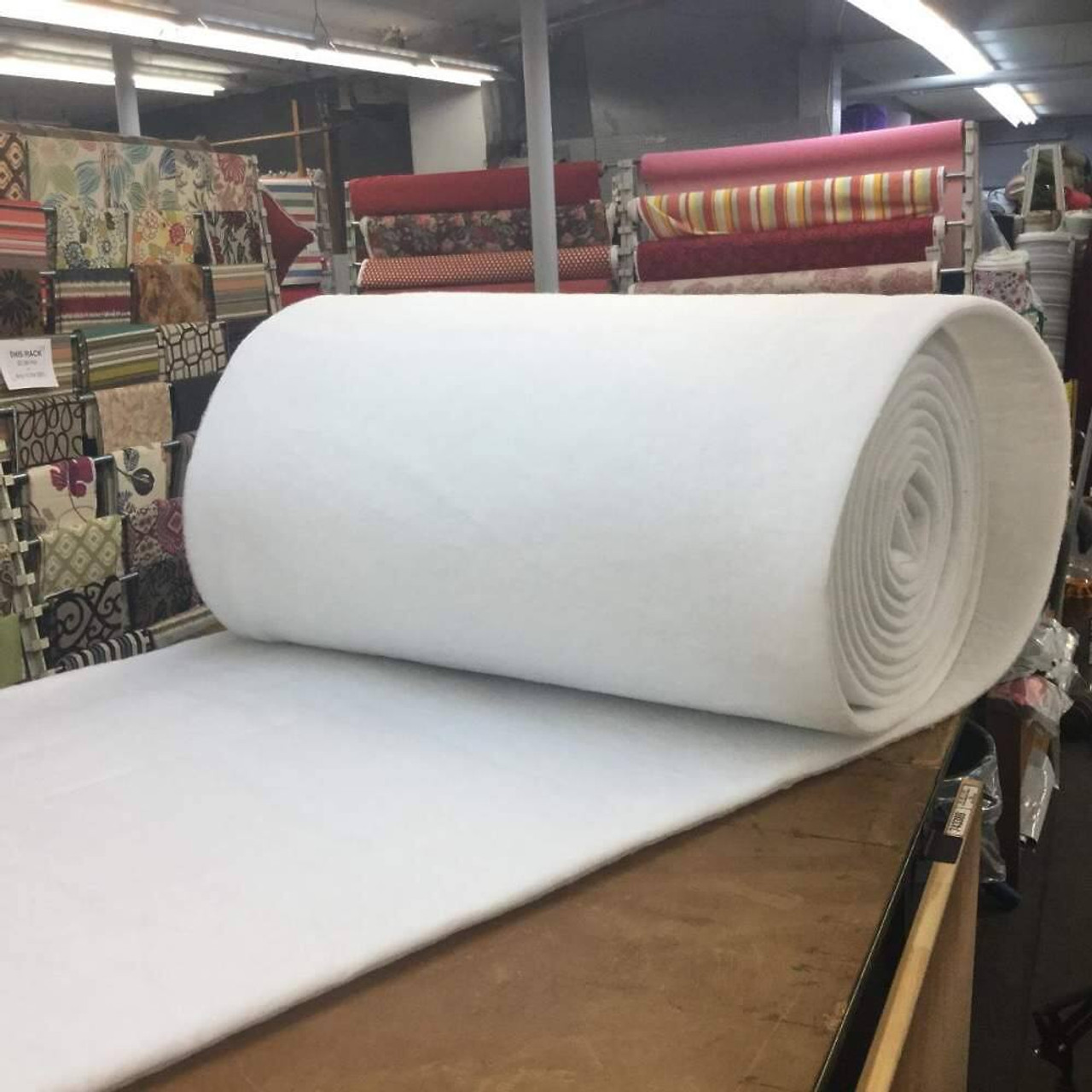 FoamFit Dacron Upholstery Batting Thin Loft 0.5 Ounces 5 Yards 36 inch Wide, Size: Length 5 Yards Width 36 Height 1/2, White