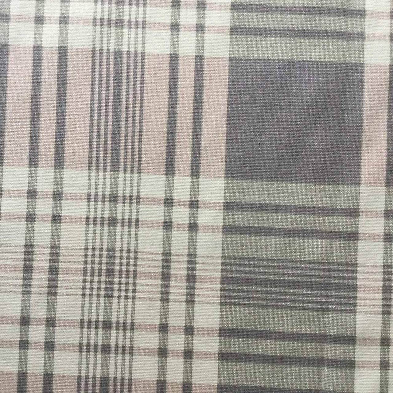 Tartan Plaid Velvet Fabric, Green / Taupe / Grey