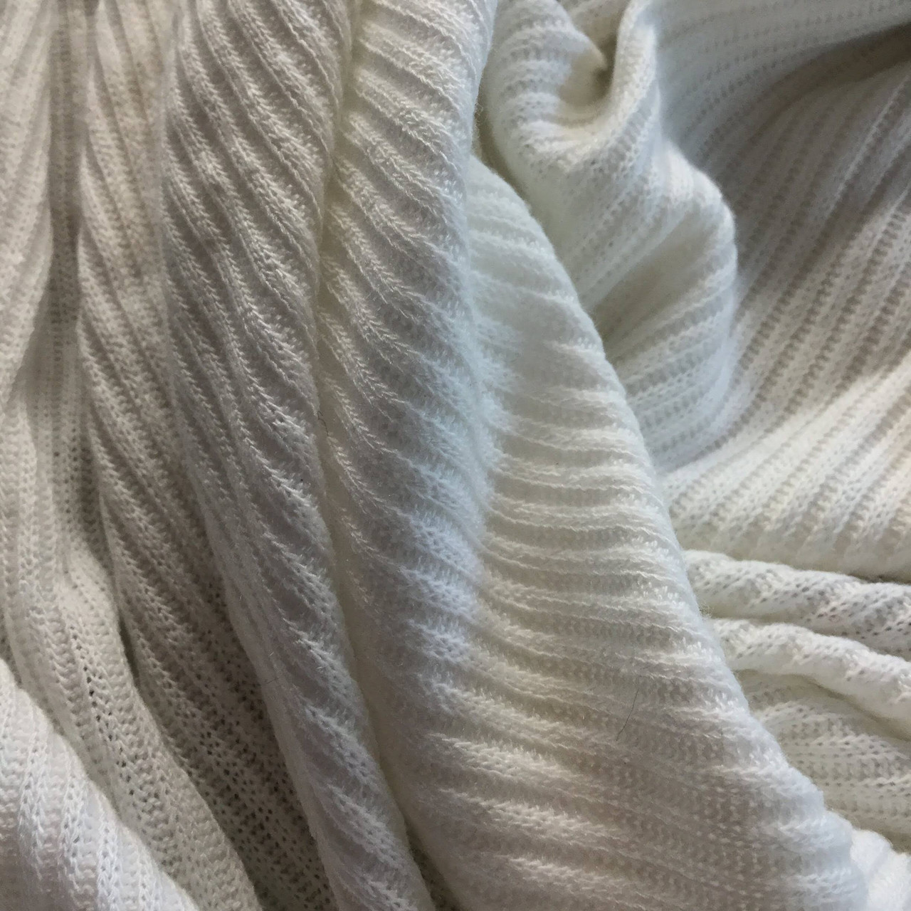 Ivory 2x2 RIb Knit Fabric | Polyblend 2-Way Stretch | Sweaters