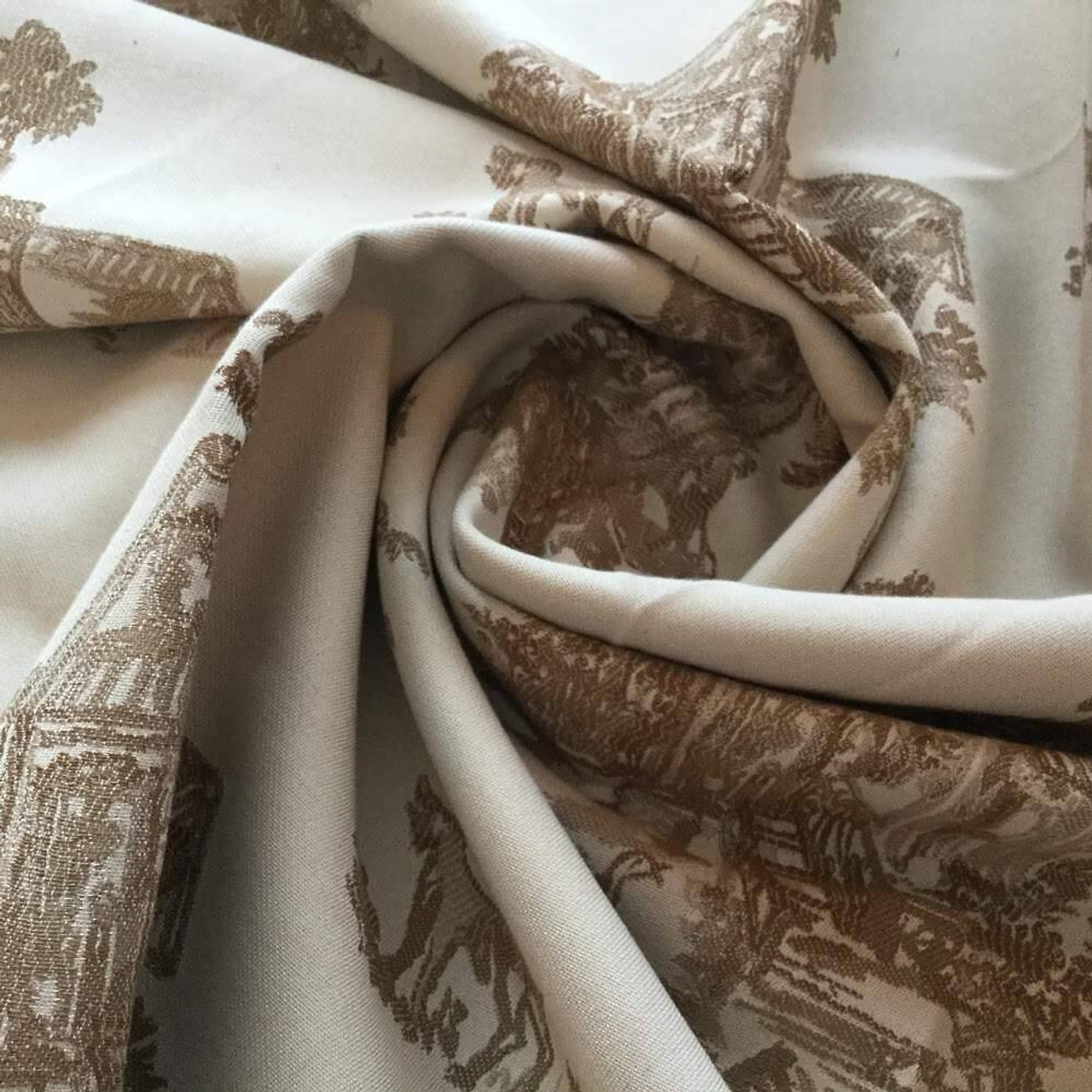 Mid-century modern Cinnamon brown realistic buttons upholstery texture  Belgian Linen™ Fabric – Dana Du Design
