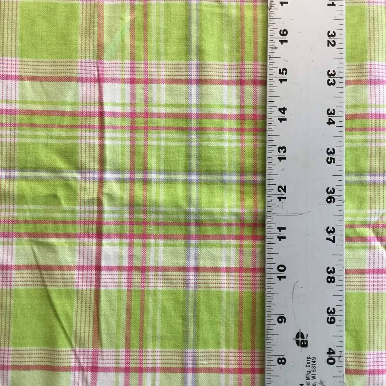 Lime Green Gingham Fabric - Bright Lime - 1/4 Check