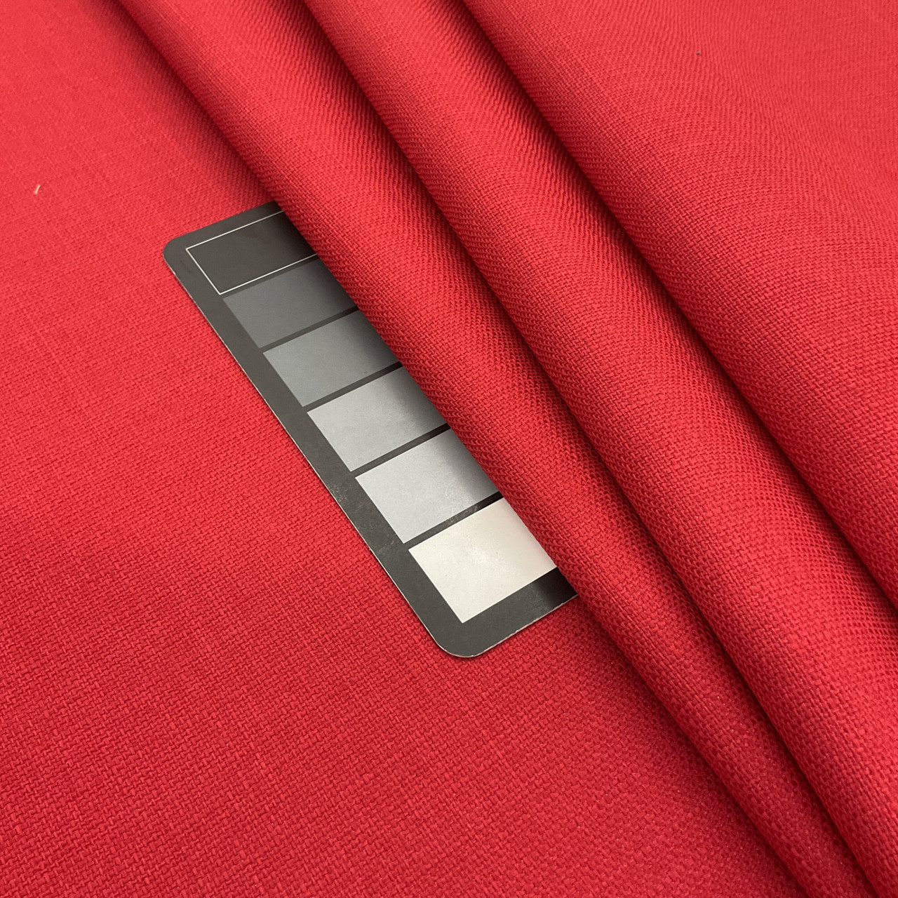 Bright Red Vinyl Backed Upholstery Fabric, 56 W
