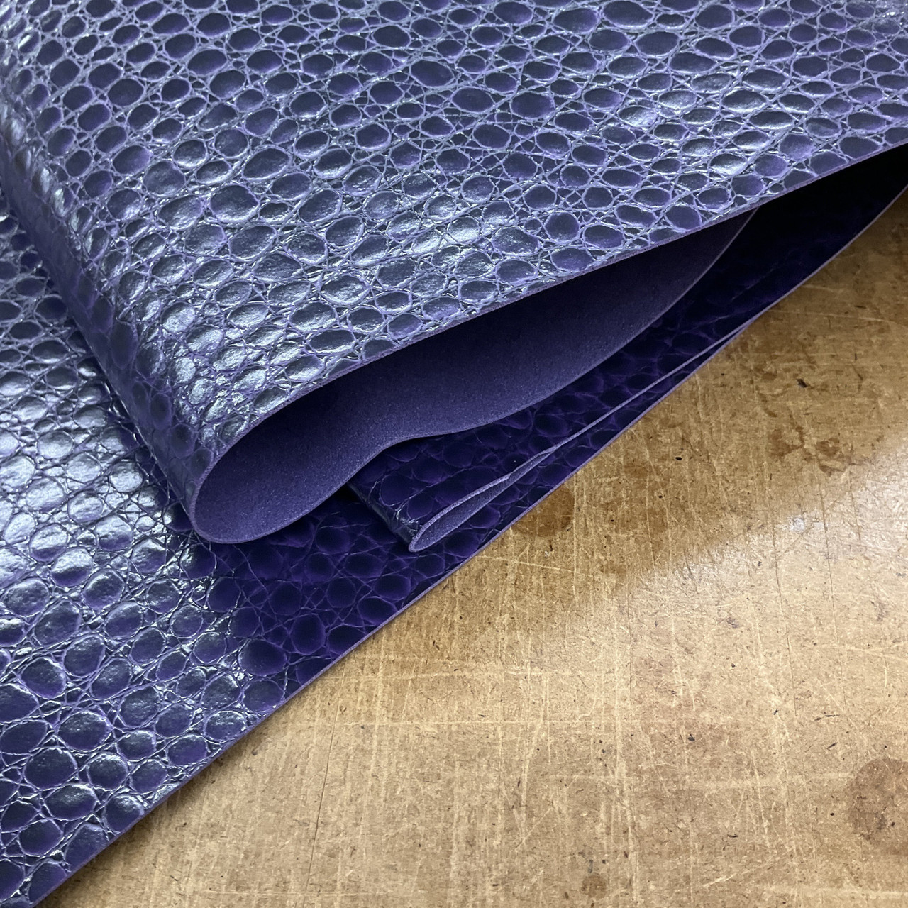 VIOLET - Glossy Faux Snake Skin Upholstery Vinyl Fabric, CROCCO, BTY