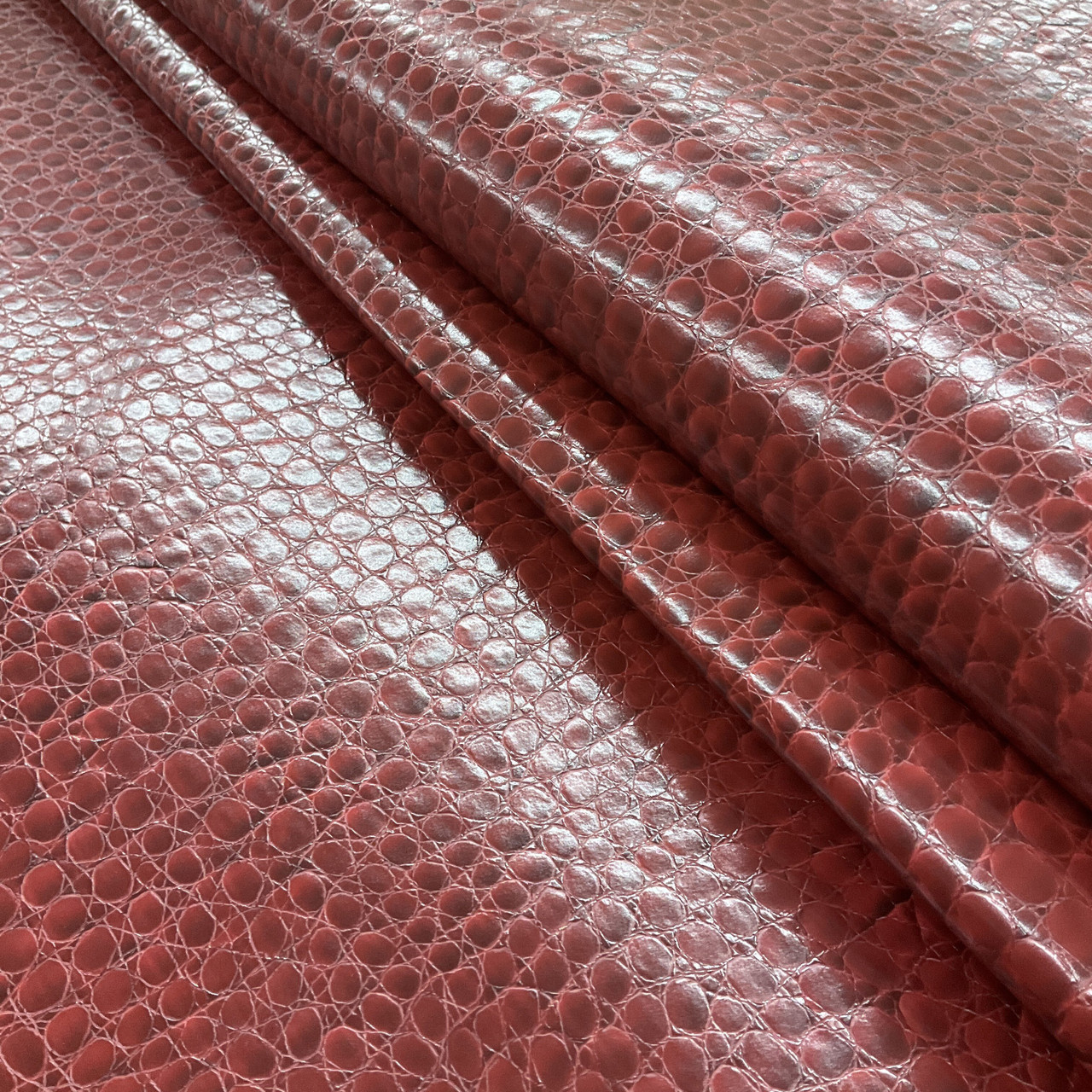 Shiny Fuchsia Crocodile Vinyl Fabric