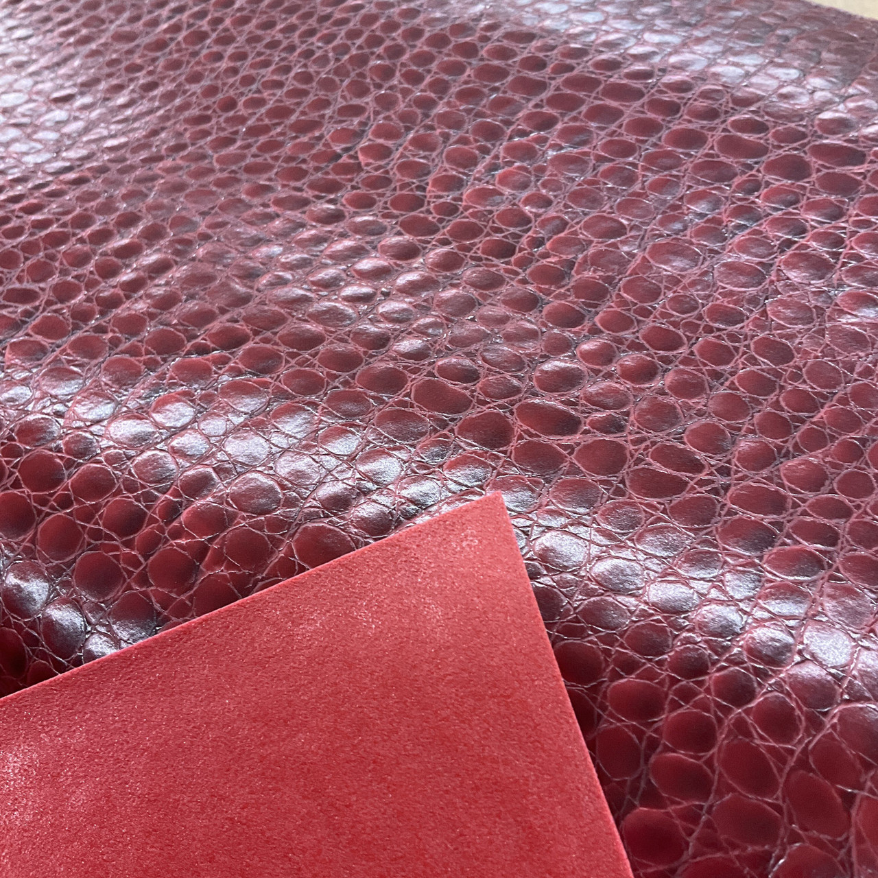 Burgundy Red Crocodile Skin Faux Fake Leather Vinyl Fabric Polyester 54-56  : : Home