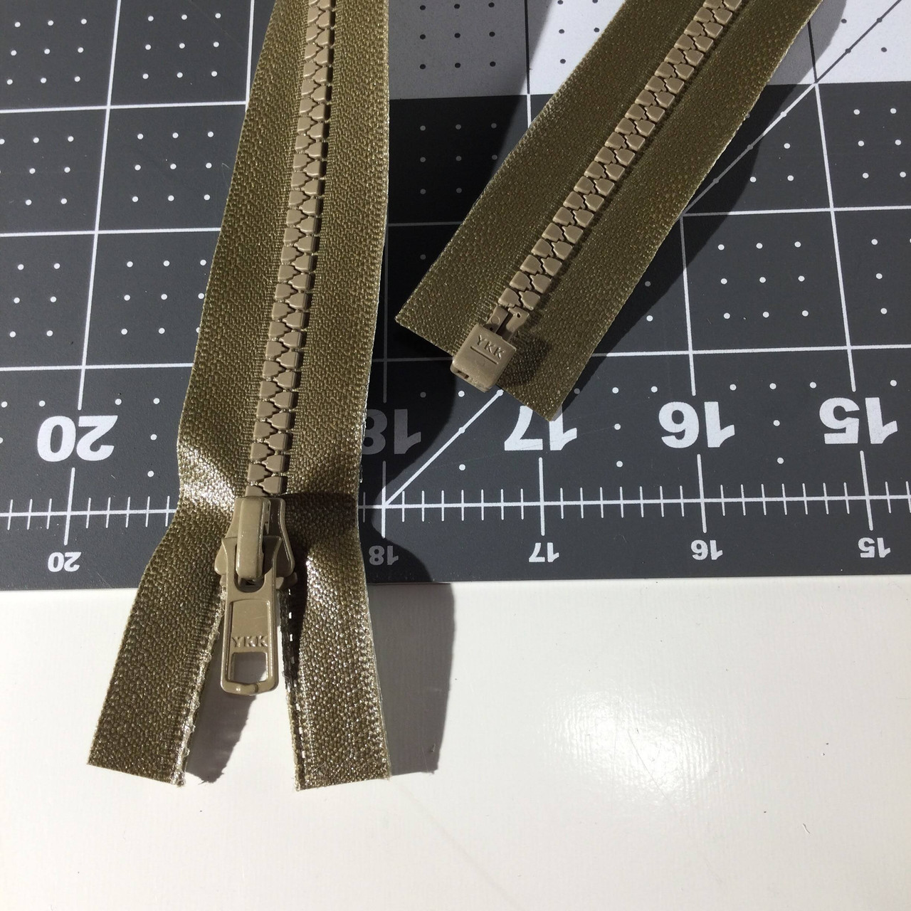 29 Separating Zipper, Tan, Molded Plastic, YKK Brand