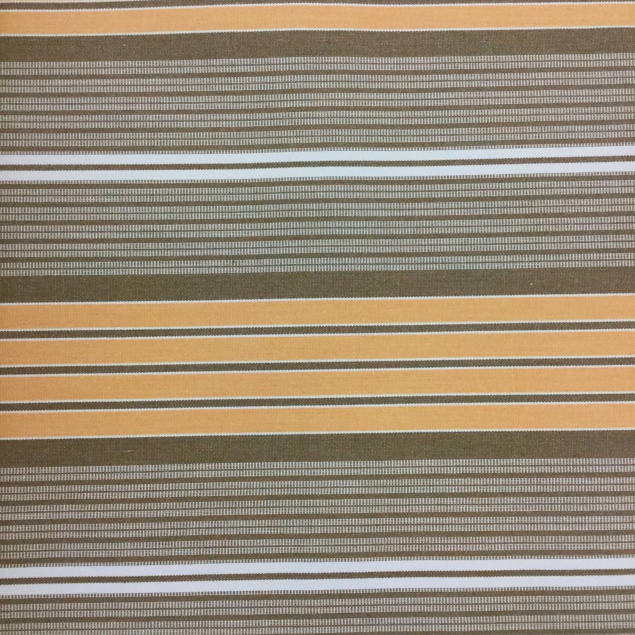9.55 Yard Piece of Vintage Striped Sunbrella, Orange / Brown / White, Outdoor Awning / Upholstery