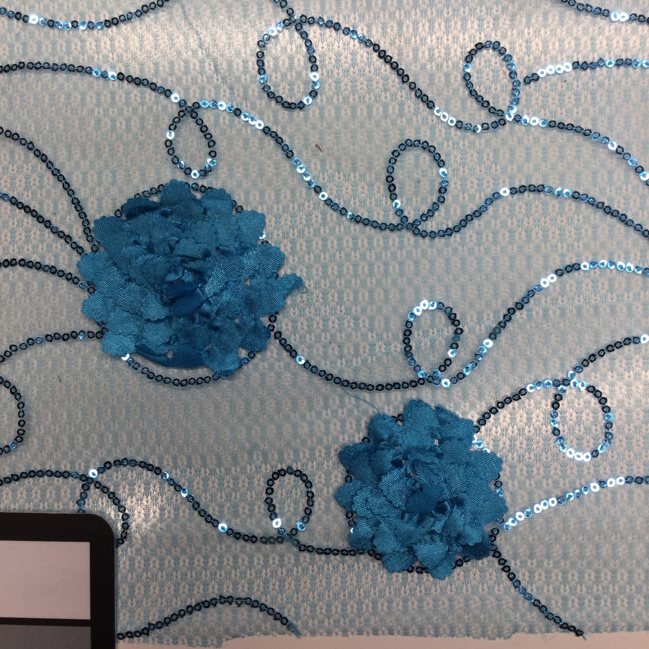 blue swirls and flowers