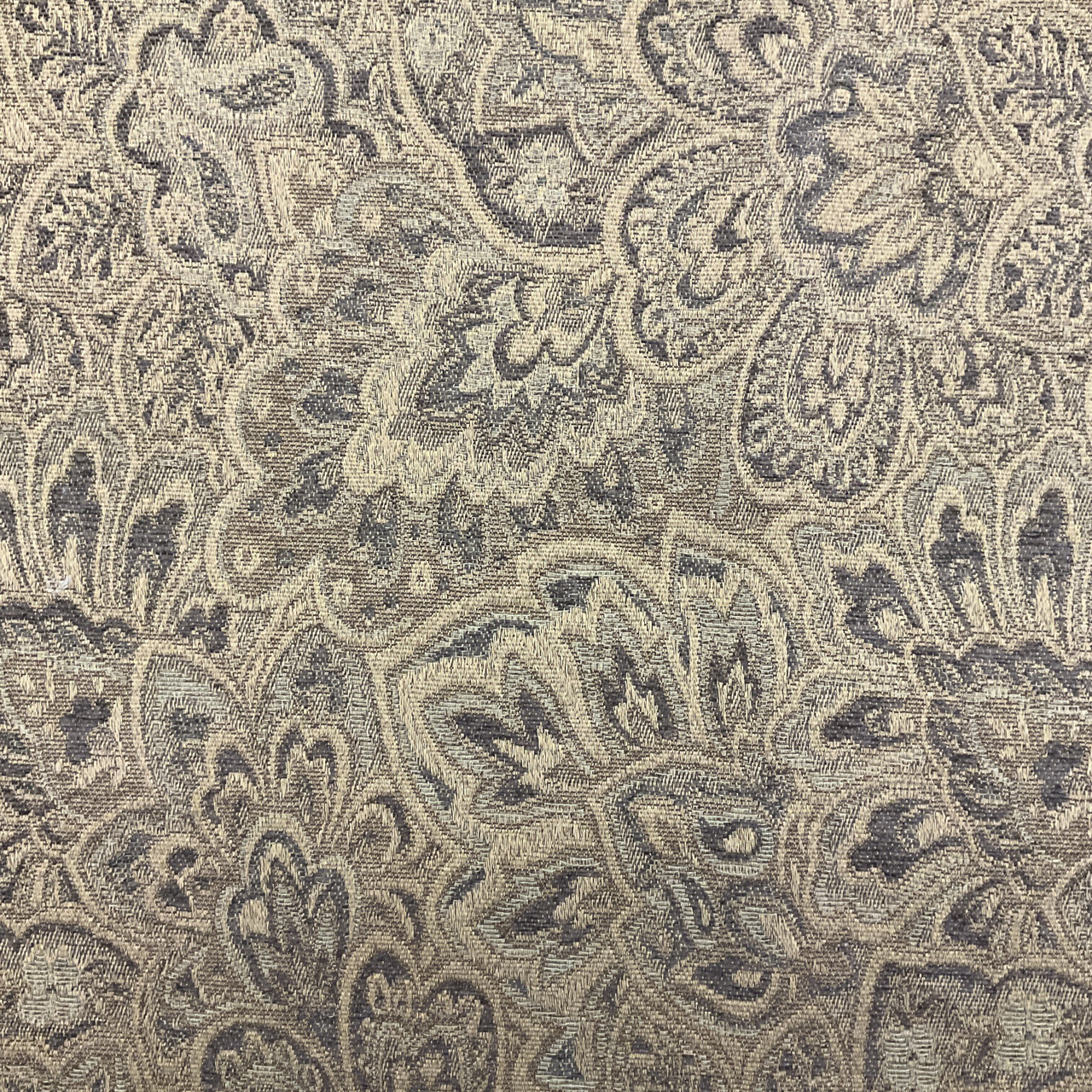 Rebel in Granite | Jacquard Upholstery Fabric | Paisley Damask in Brown |  Heavyweight | 54