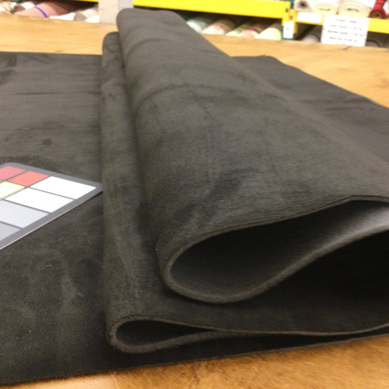 Vintage Black Heavy Grain Faux Leather Vinyl Headliner Fabric - Foam-Backed  | 3/16 Thick | 54 Wide | Bag Stabilizer / Sew Foam | By the Yard
