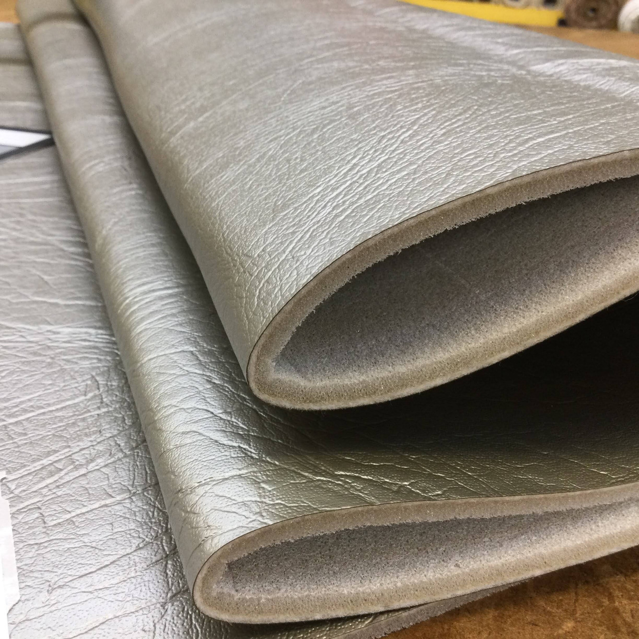 Light Grey Faux Leather Vinyl Automotive Headliner Fabric, Felt-Backed, Mercedes, 1/4 Thick, 54 Wide, Bag Stabilizer / Sew Foam
