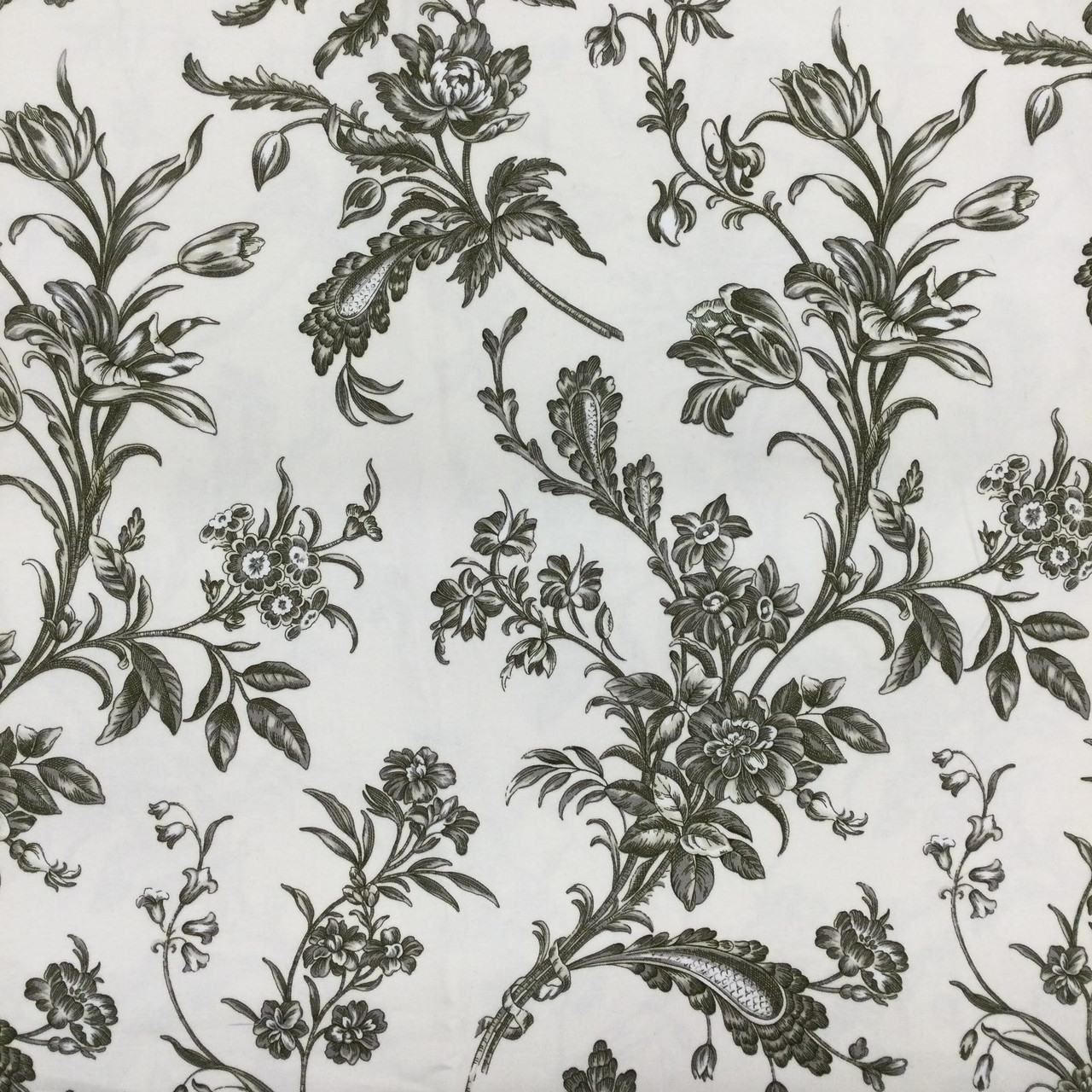 Floral Fabric by the Yard, Spring Season Illustration with Greyscale  Backdrop Nature Composition, Decorative Upholstery Fabric for Chairs & Home