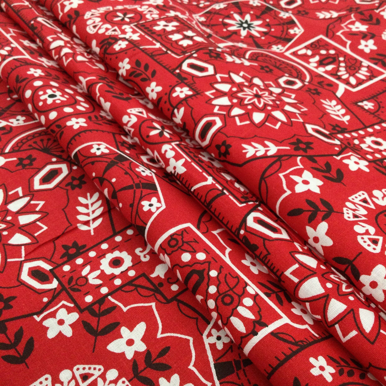 Bandana Design Quilting Fabric | Red / White / Black | 100% Cotton