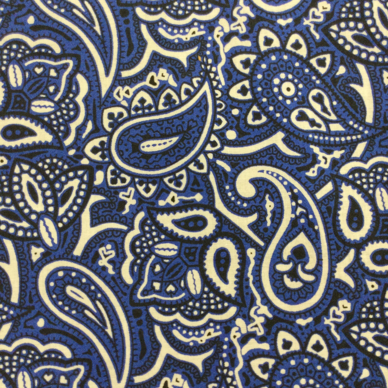 Fleece Print Fabric Paisley Sky Blue, by the yard