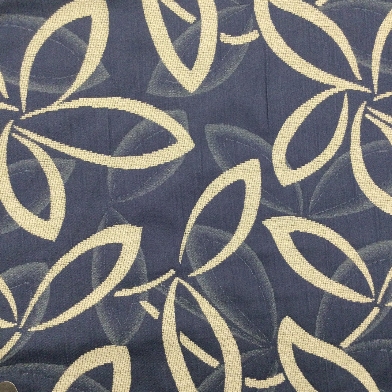 Navy Blue Floral Embroidery Drapery and Upholstery Fabric by The Yard