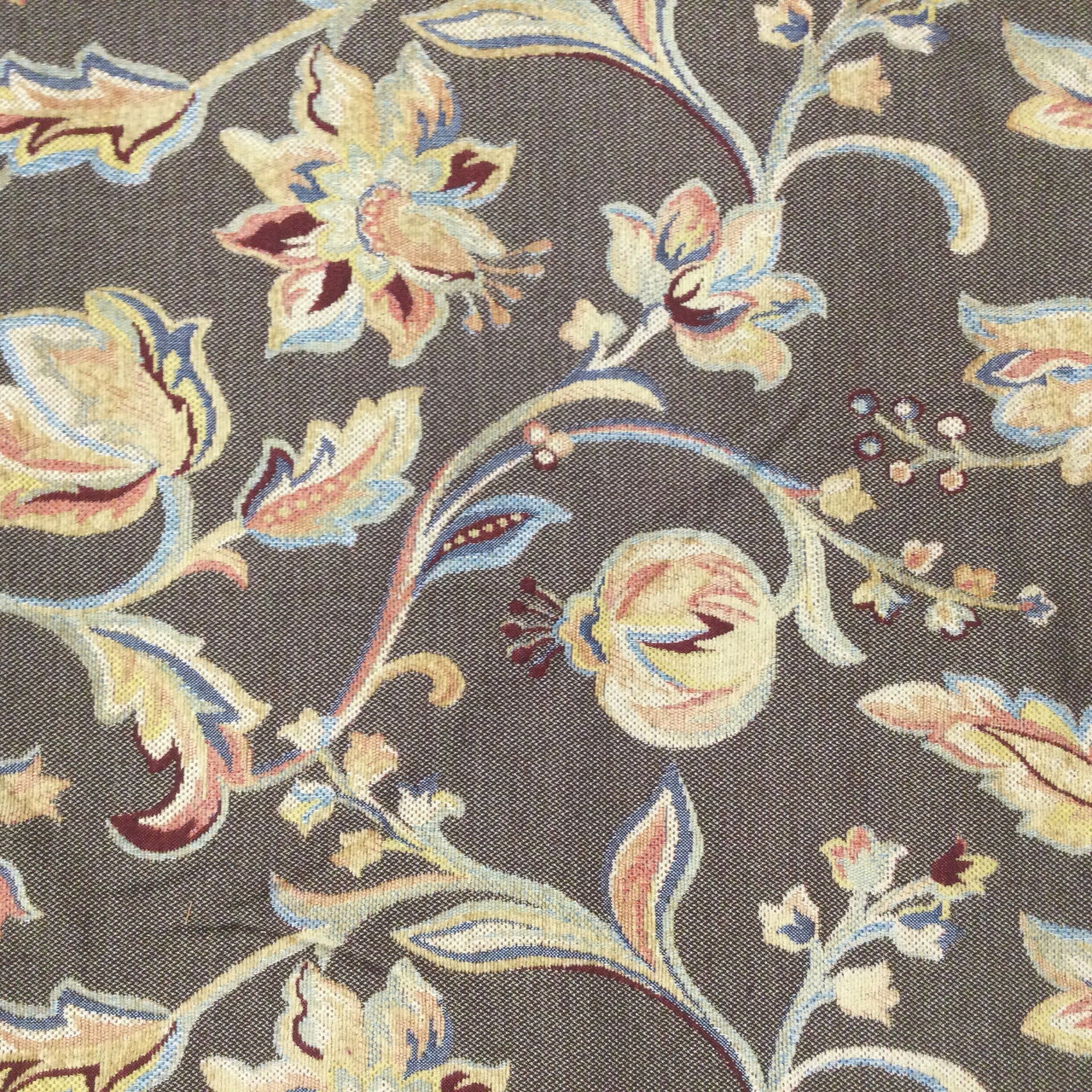 Contemporary Floral in Tan / Brown / Pink | Upholstery Fabric | 54 Wide |  By the Yard