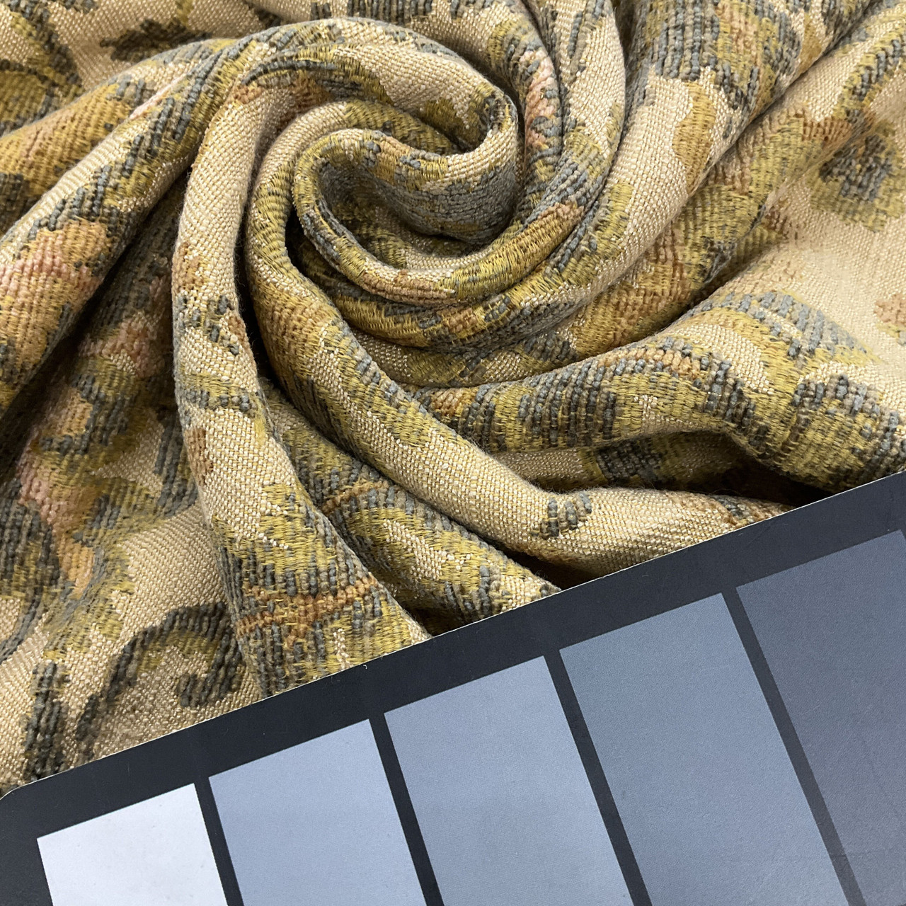 F8 Tan Floral Upholstery Fabric - yard —