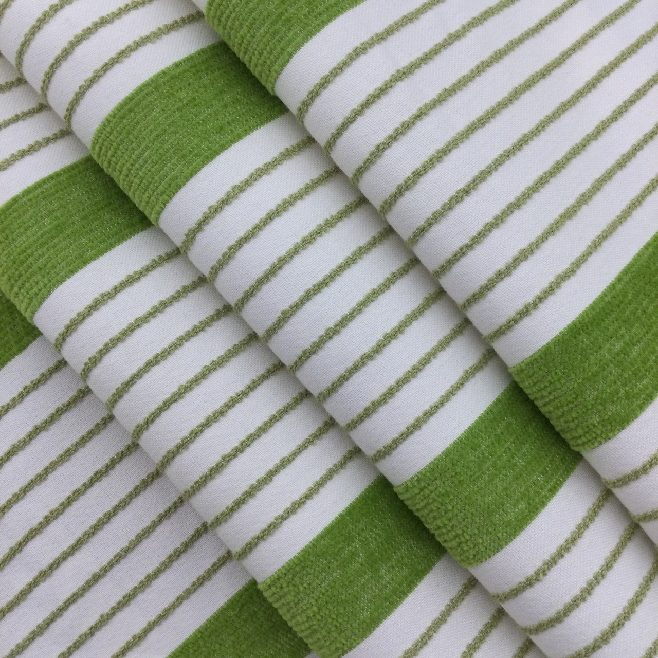 Thick and Thin Stripes in Citron Green and White | Upholstery