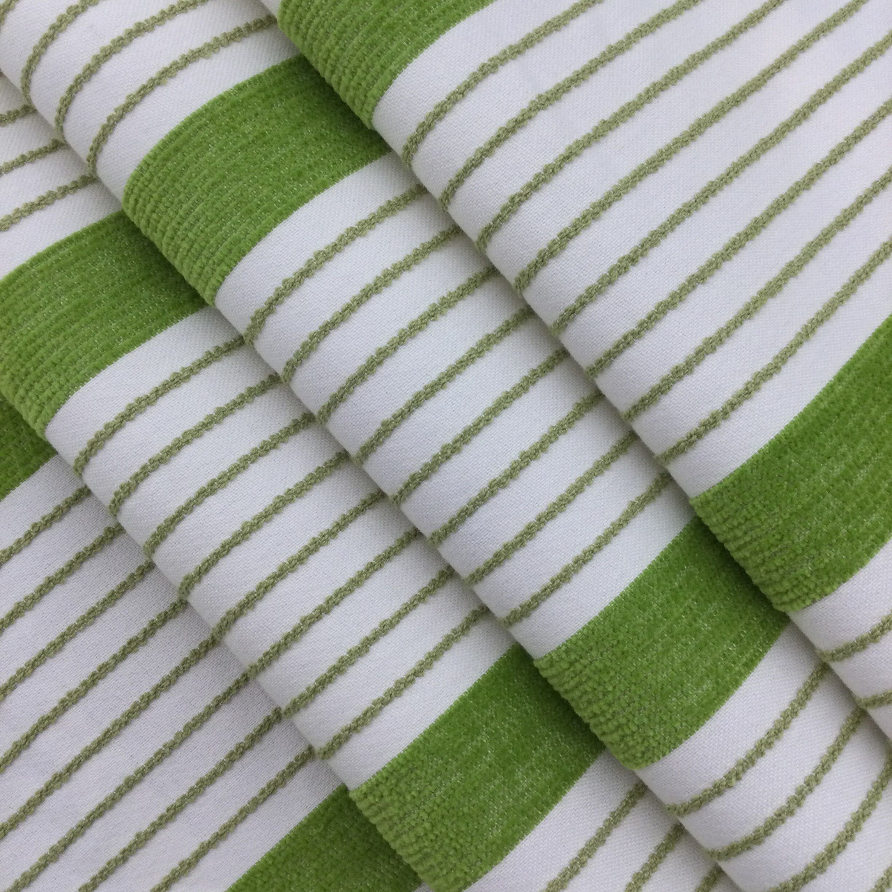 Heavy Weight Green Ticking Stripes Cotton Fabric By-The-Yard Quantity  Discounts