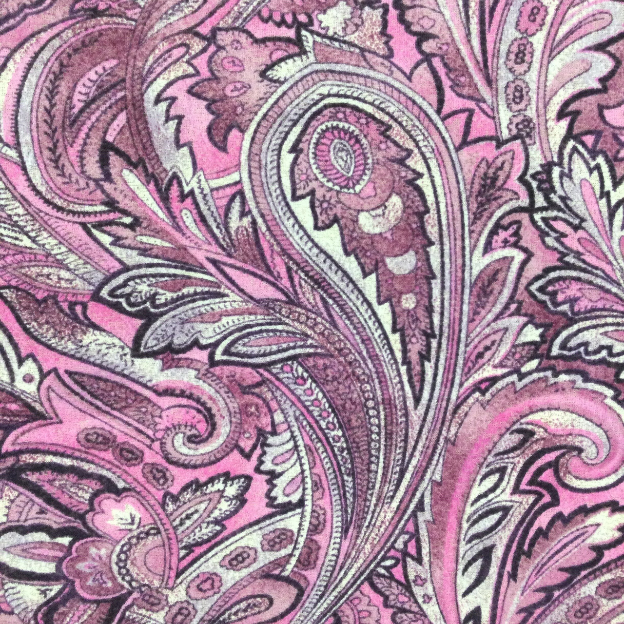 【新品未使用andequal】sheer pattern knit Magenta and Pink Paisley Sheer Mesh Print Knit Fabric
