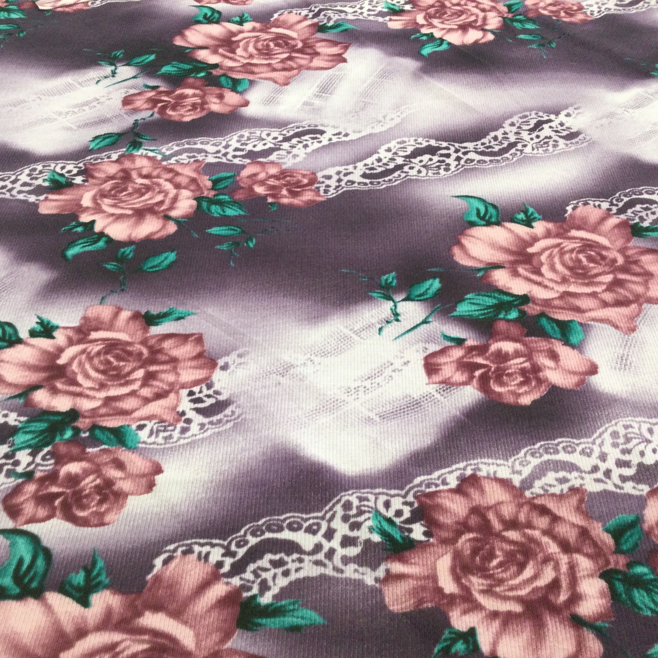 Purple Roses and Lace Polyester Sheer Mesh Fabric, Jersey Knit Stretch  Fabric, Clothing and Apparel, By The Yard