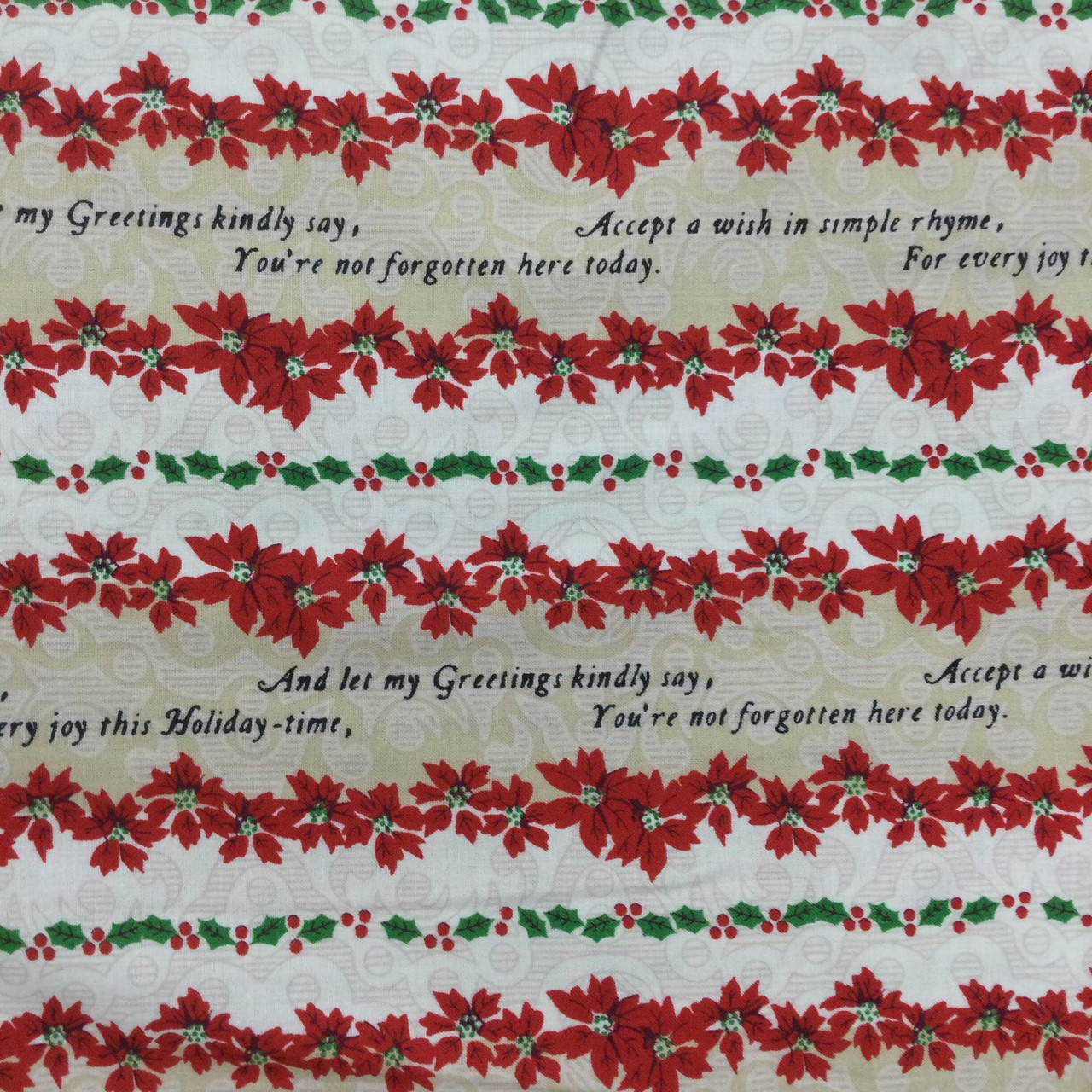 Fabric Traditions Christmas Red Poinsettia Cotton Fabric